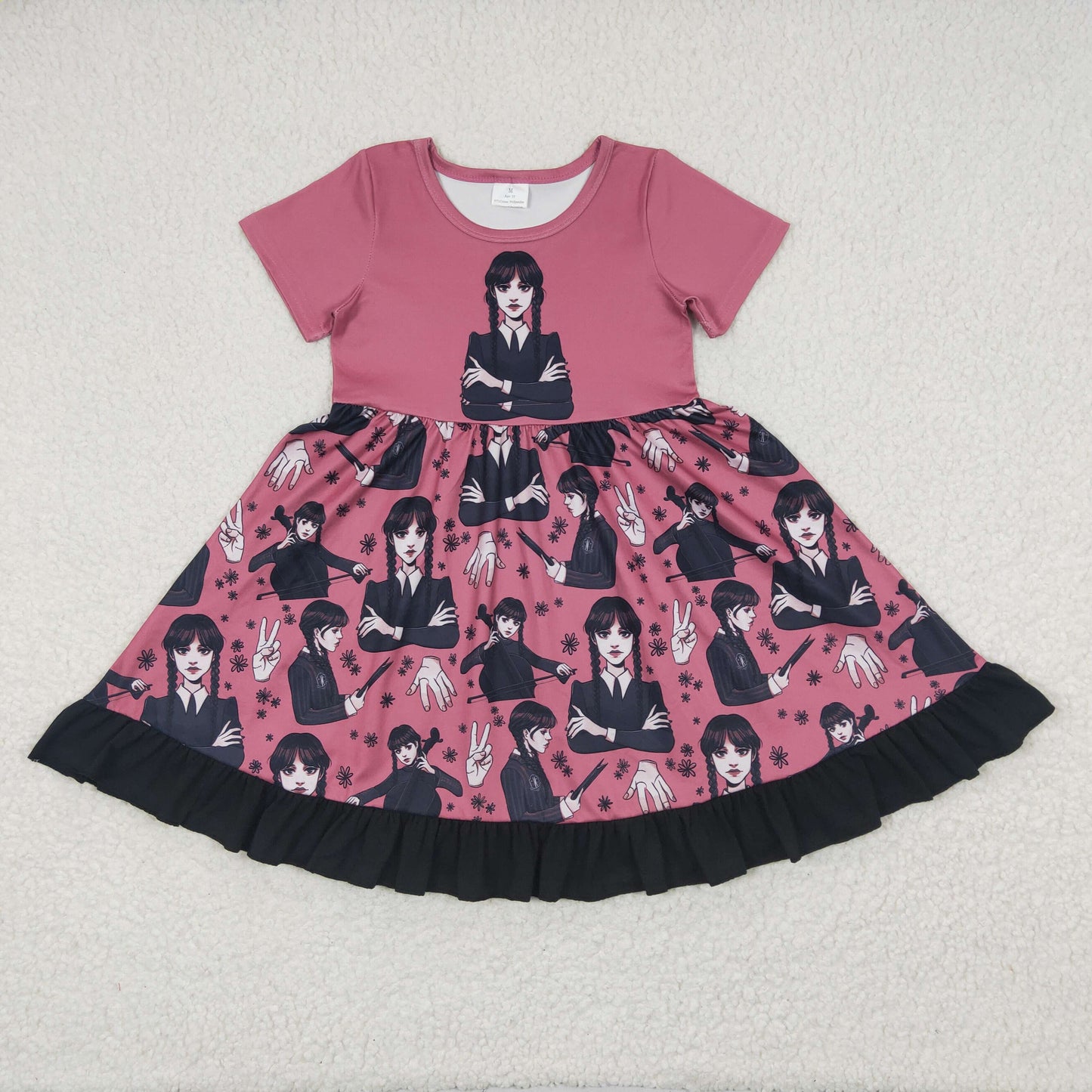 promotion RTS GSD0288 Wednesday short sleeves girl dress 202501