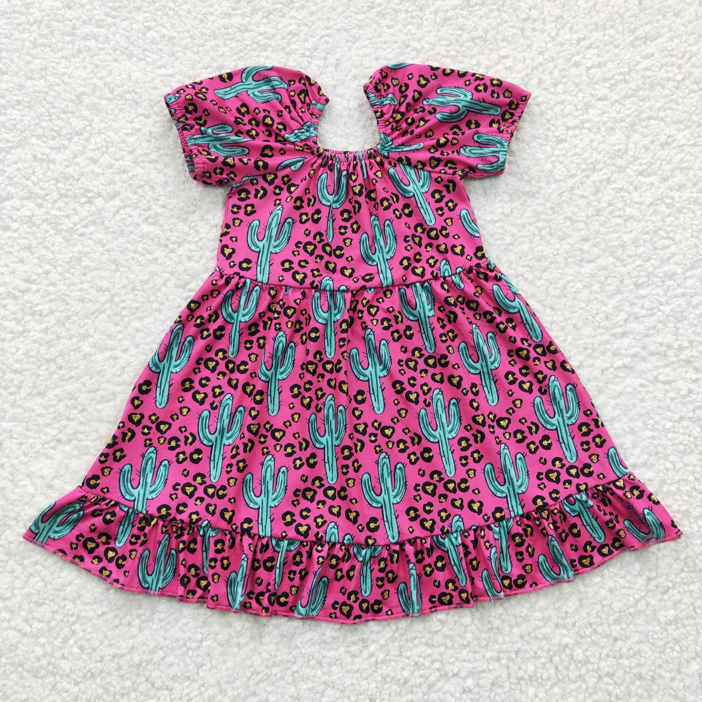 promotion RTS GSD0305 western leopard short sleeve girl dress 20230320 RTS