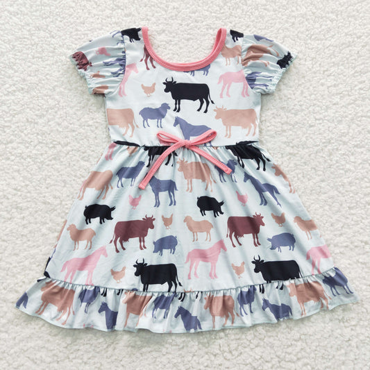 promotion RTS GSD0306  western farm animal short sleeve girl dress 20230331 RTS