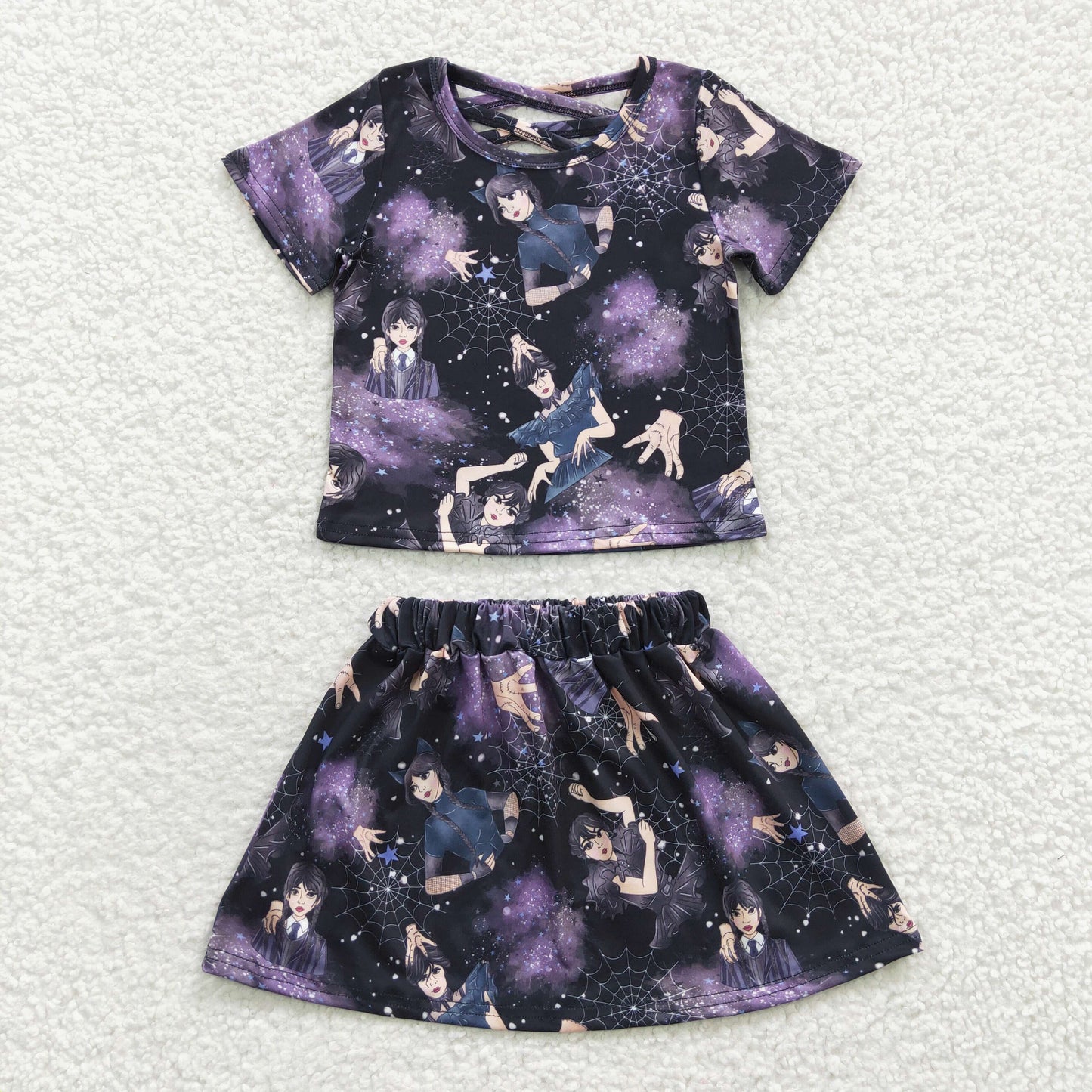 GSD0320 Wednesday skirt short sleeve girl summer outfit 20230410 RTS