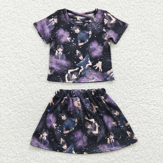 GSD0320  Wednesday skirt short sleeve  girl summer outfit 20230410 RTS
