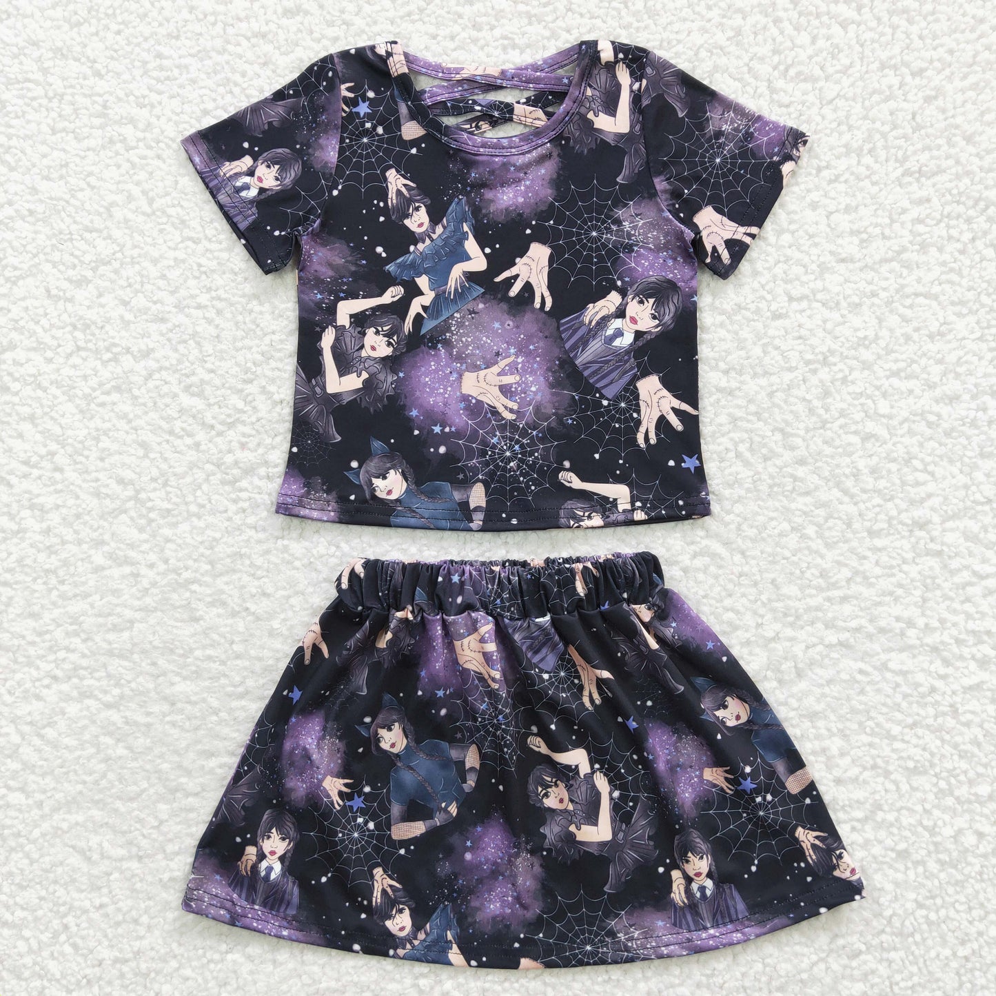 GSD0320 Wednesday skirt short sleeve girl summer outfit 20230410 RTS