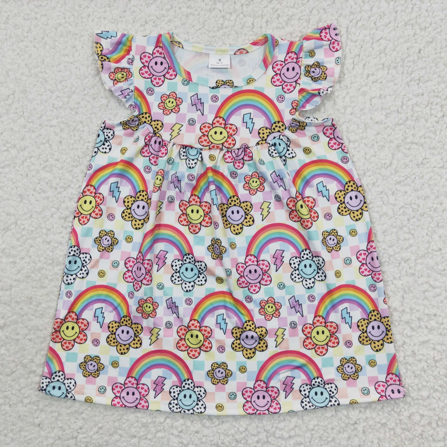 promotion RTS GSD0324 sun smile rainbow short sleeves girl dress 20230329