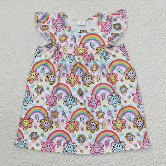 promotion RTS GSD0324 sun smile rainbow short sleeves girl dress 20230329