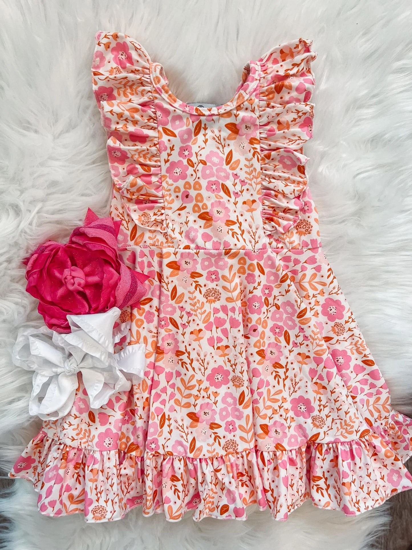 GSD0361 short sleeve pink flower puffy girl dress rts 20230515 RTS