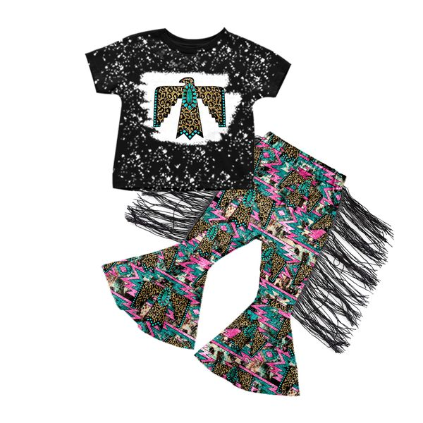 preorder leopard fringe tassel short sleeve girl overall jumpsuit 0908
