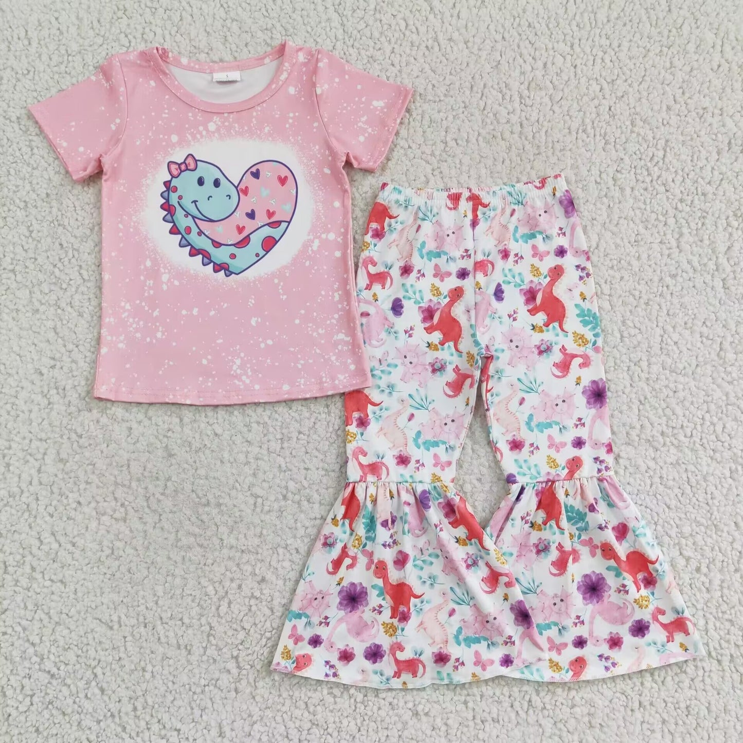 GSPO0283 short sleeve dinosuar love valentina girl outfit 1213 RTS