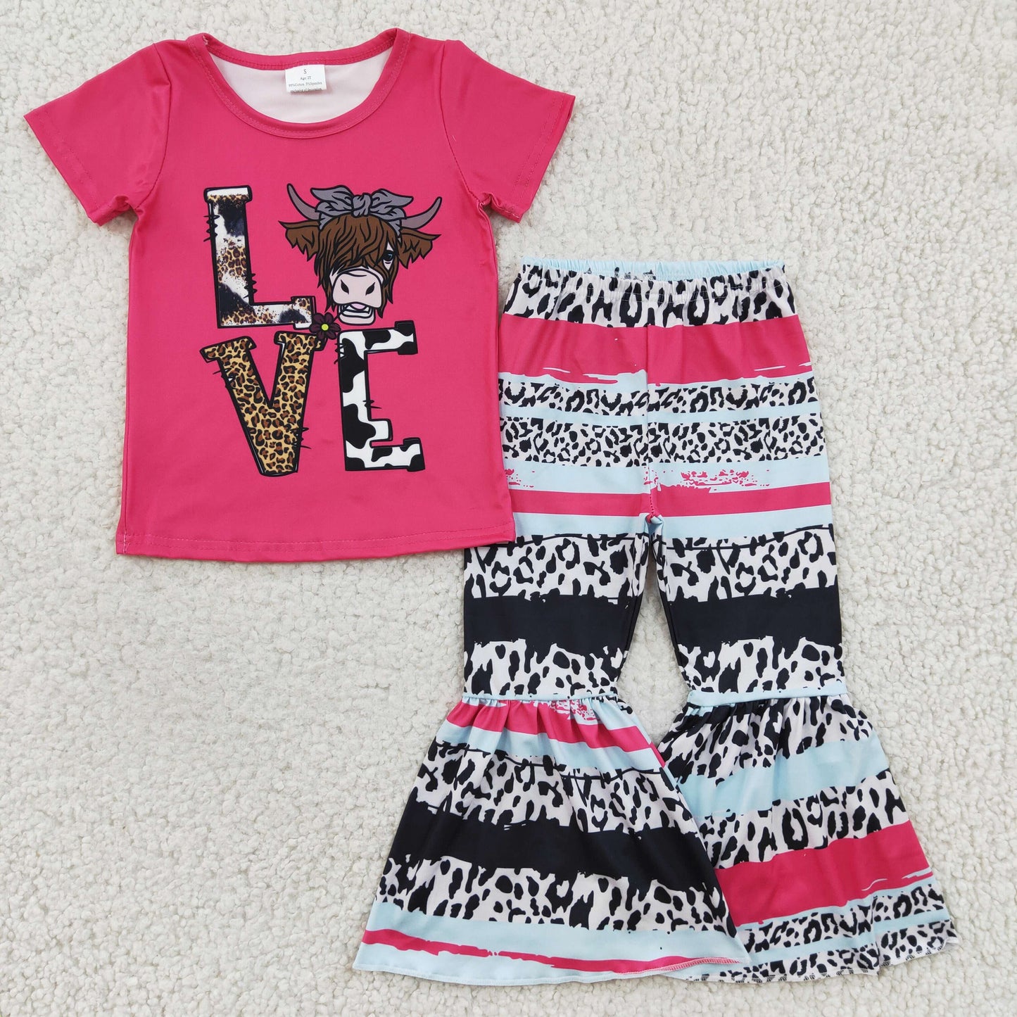 GSPO0371 love cow short sleeve girl outfit 1219 RTS