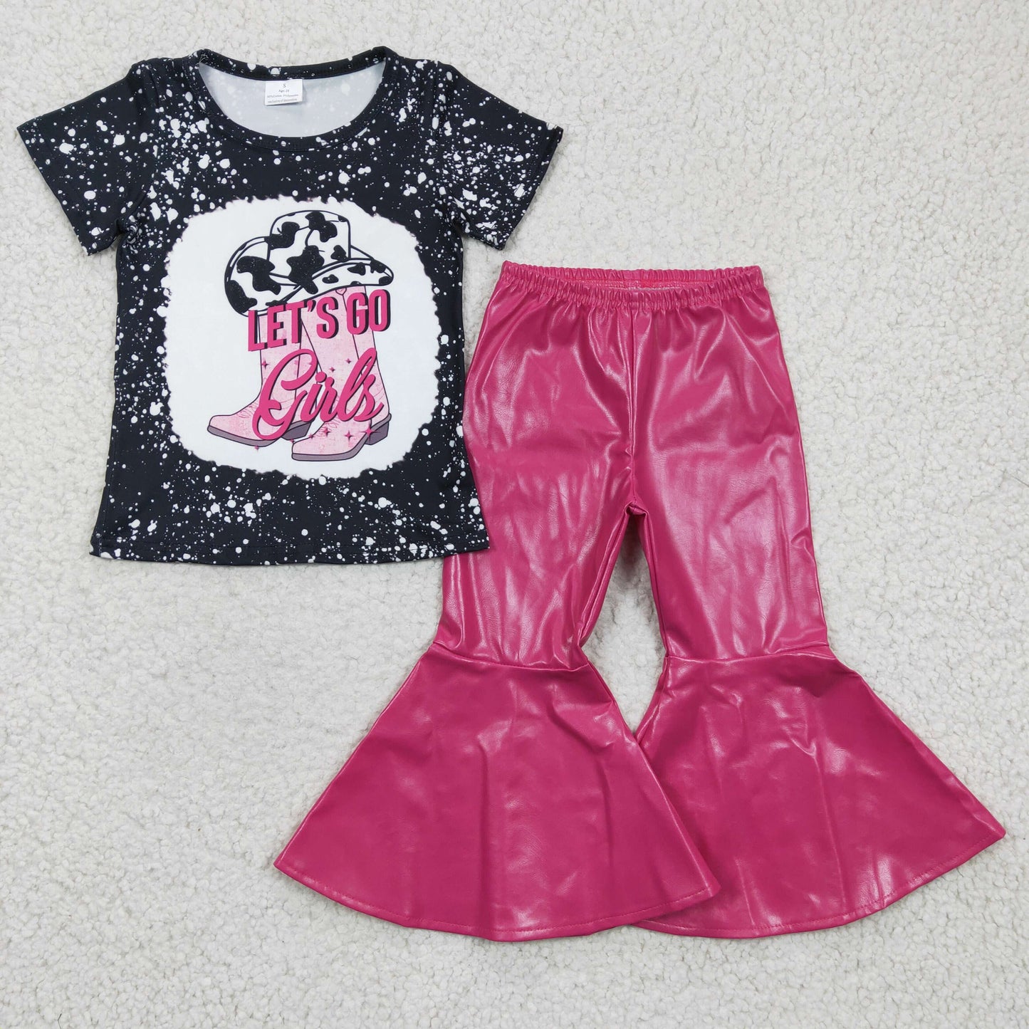组合GSPO0442 pink leather western short sleeve girl outfit 20230110 RTS