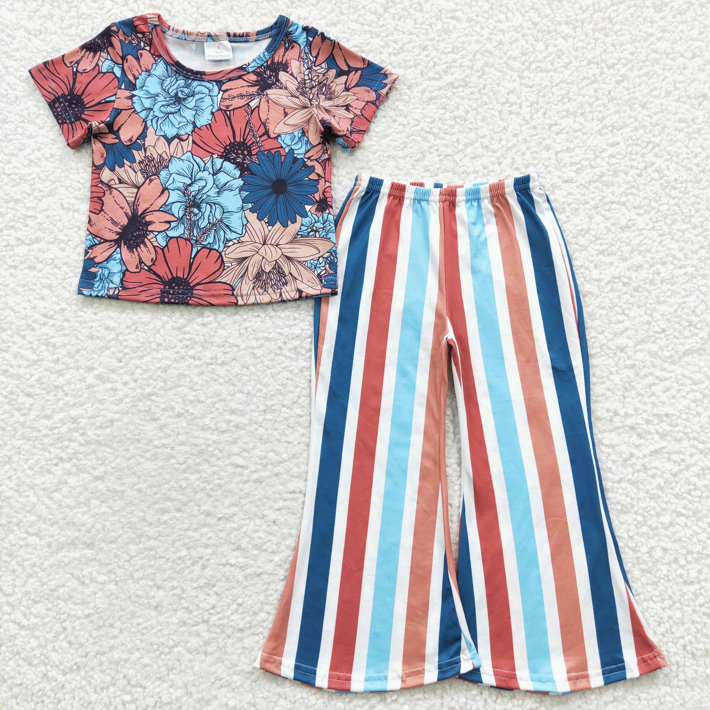 GSPO0578 flower short sleeve girl outfit preorder 20230417