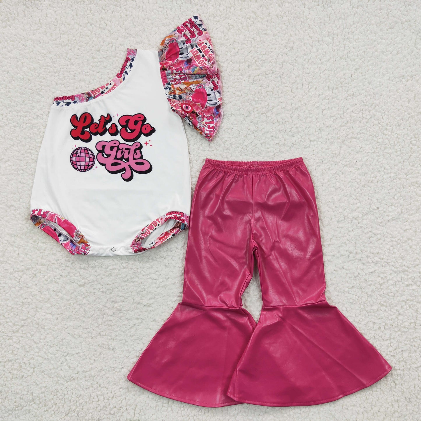 GSPO0585 short sleeve leather pink girl bloomer bummie girl outfit RTS 20230324