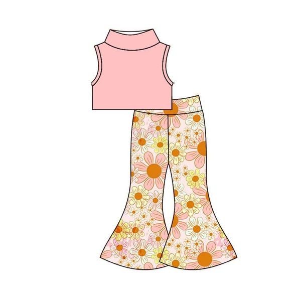 GSPO0635 flower pink fall spring short sleeve girl outfit preorder 20230418