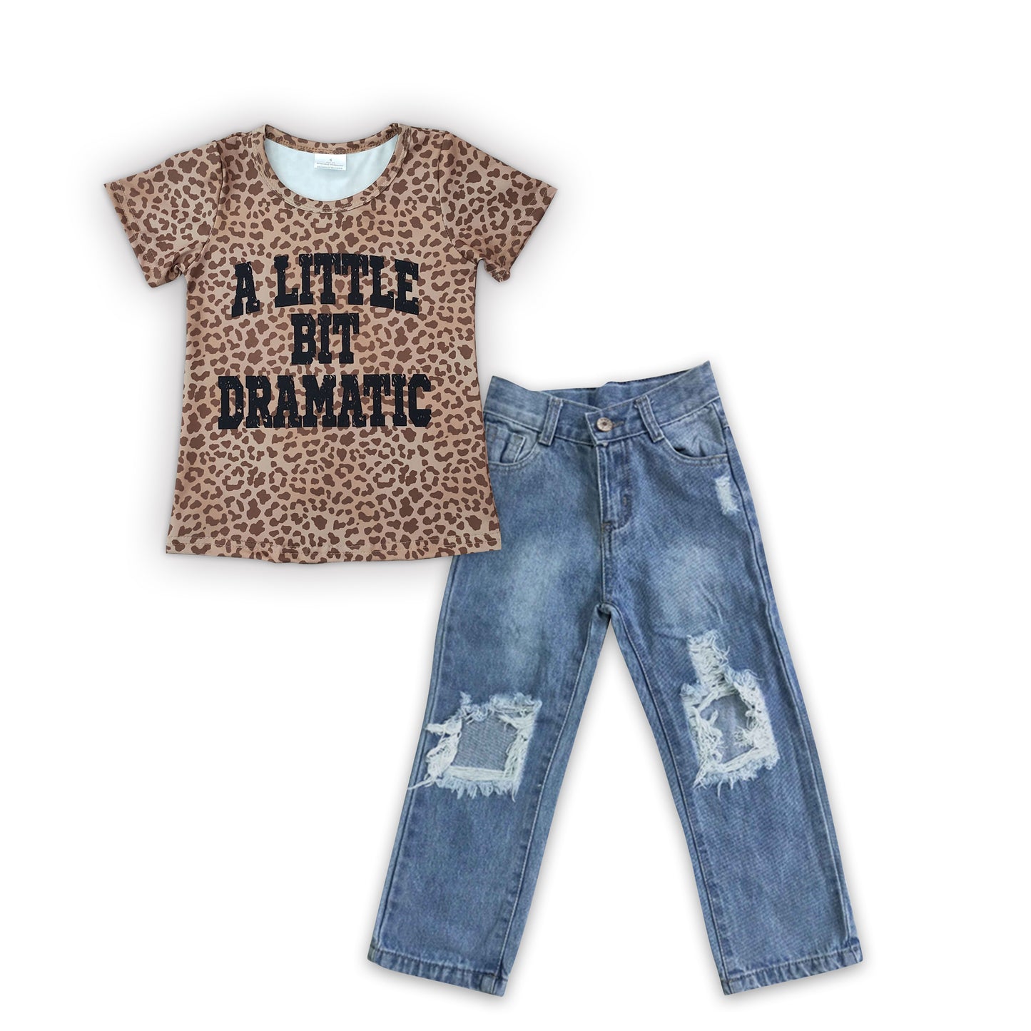GSPO0642 RTS cow denim bell jeans western short sleeve girl outfit 20230422