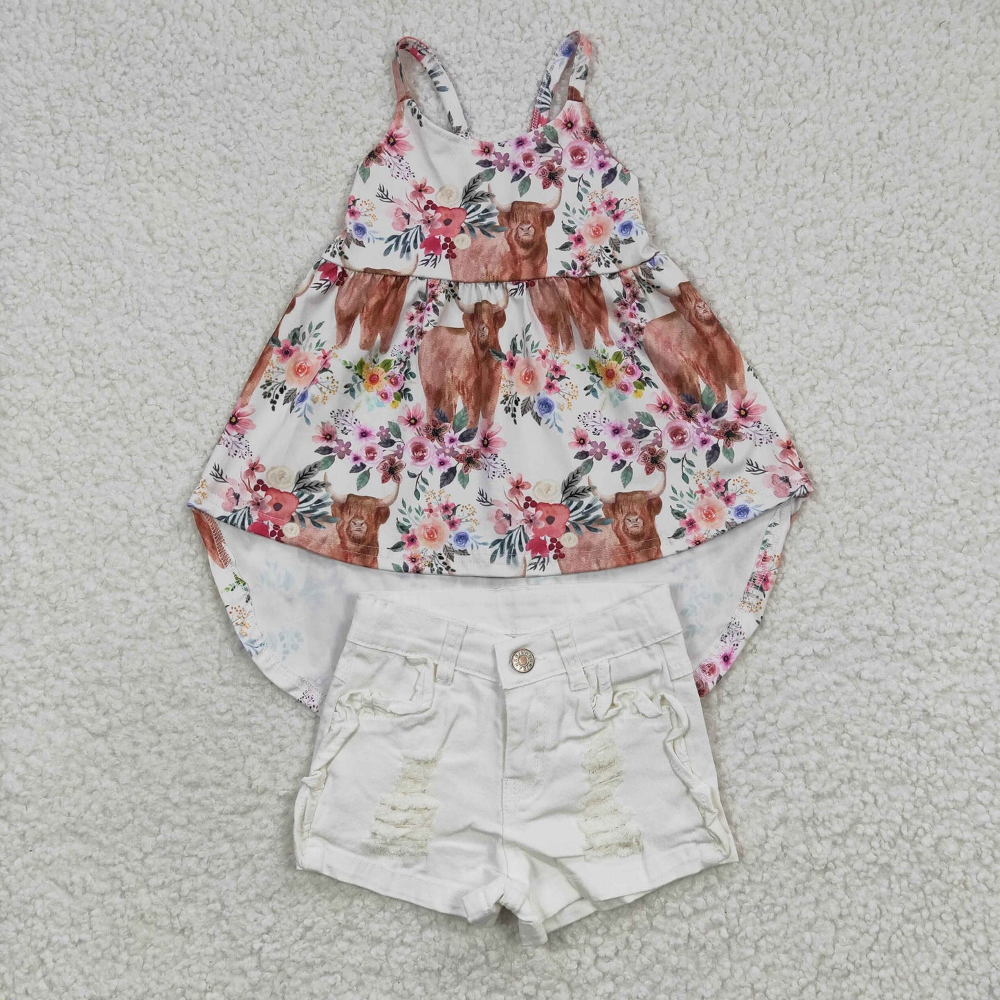 GSSO0262 cow shorts jeans denim girl summer outfit 20230308 RTS