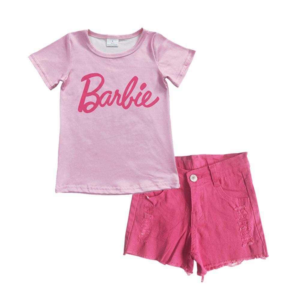 组合GSSO0287 barbie pink shorts jeans denim girl summer outfit 20230324 RTS