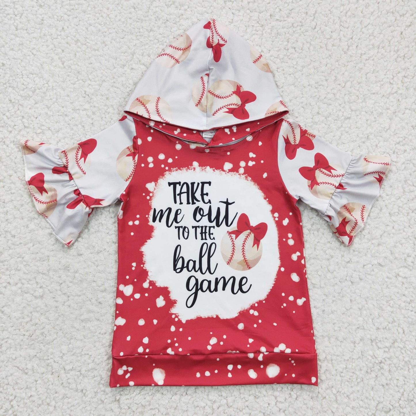 promotion RTS GT0100 western baseball game short sleeve hoodie girl bow pullover top 1228