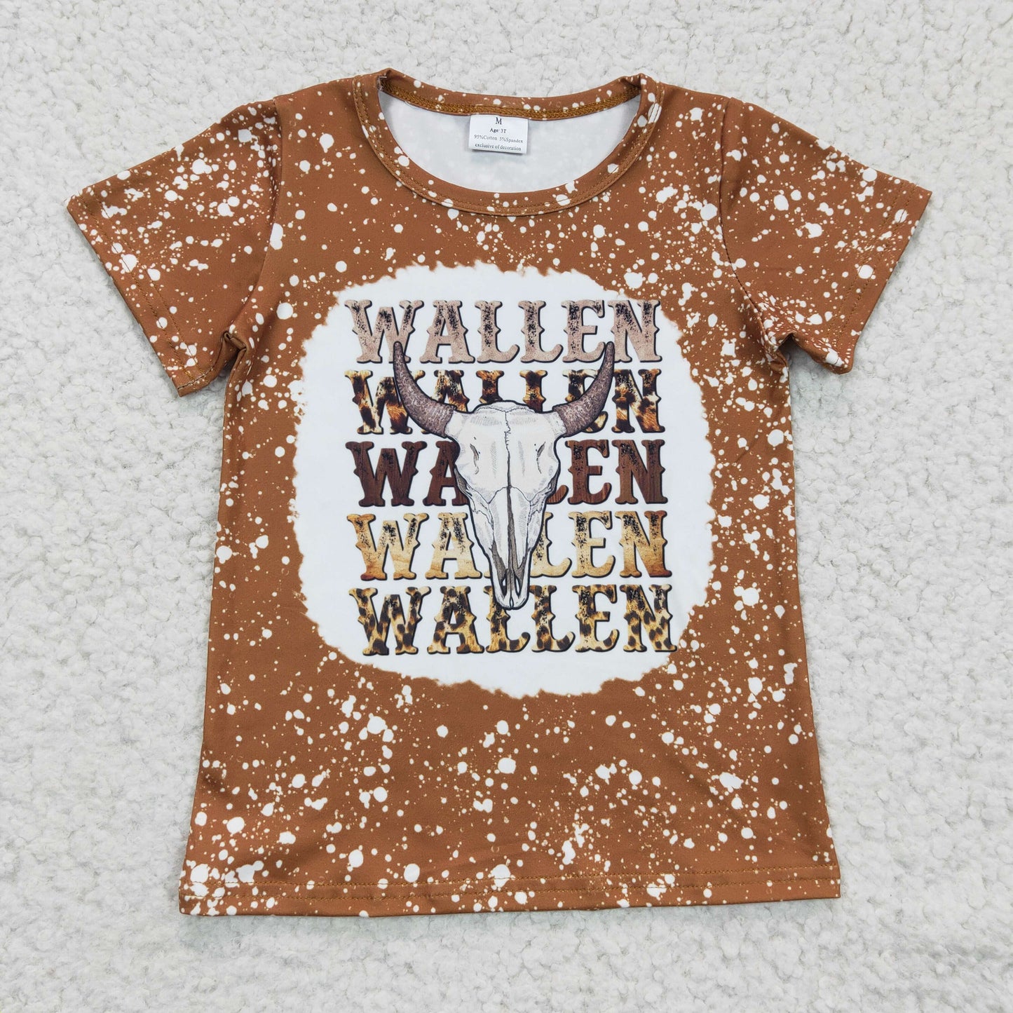 GT0115 willem western kids top cow short sleeve brown girl top tee t-shirt 20230109 RTS
