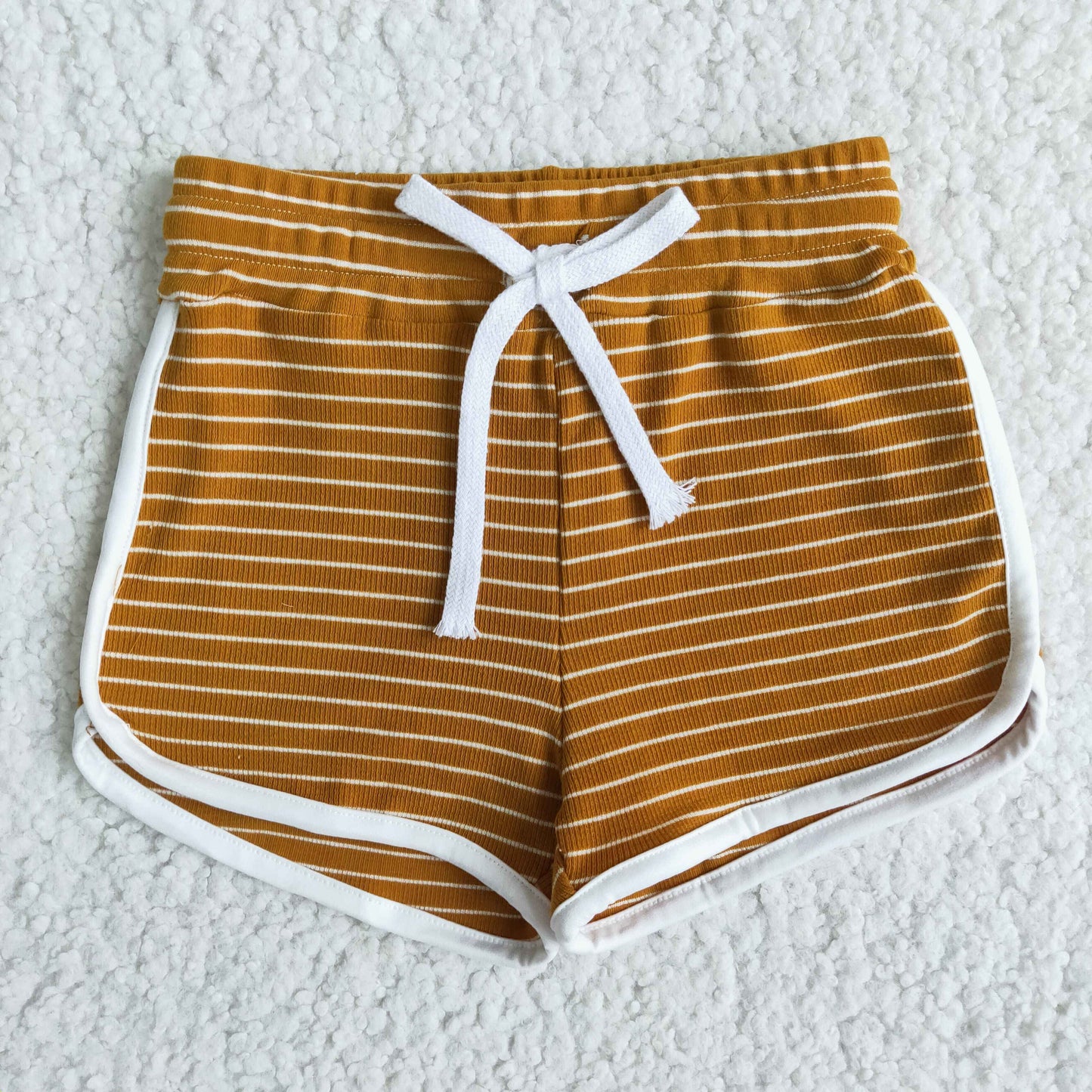 brown stripe girls cotton sports shorts 0124