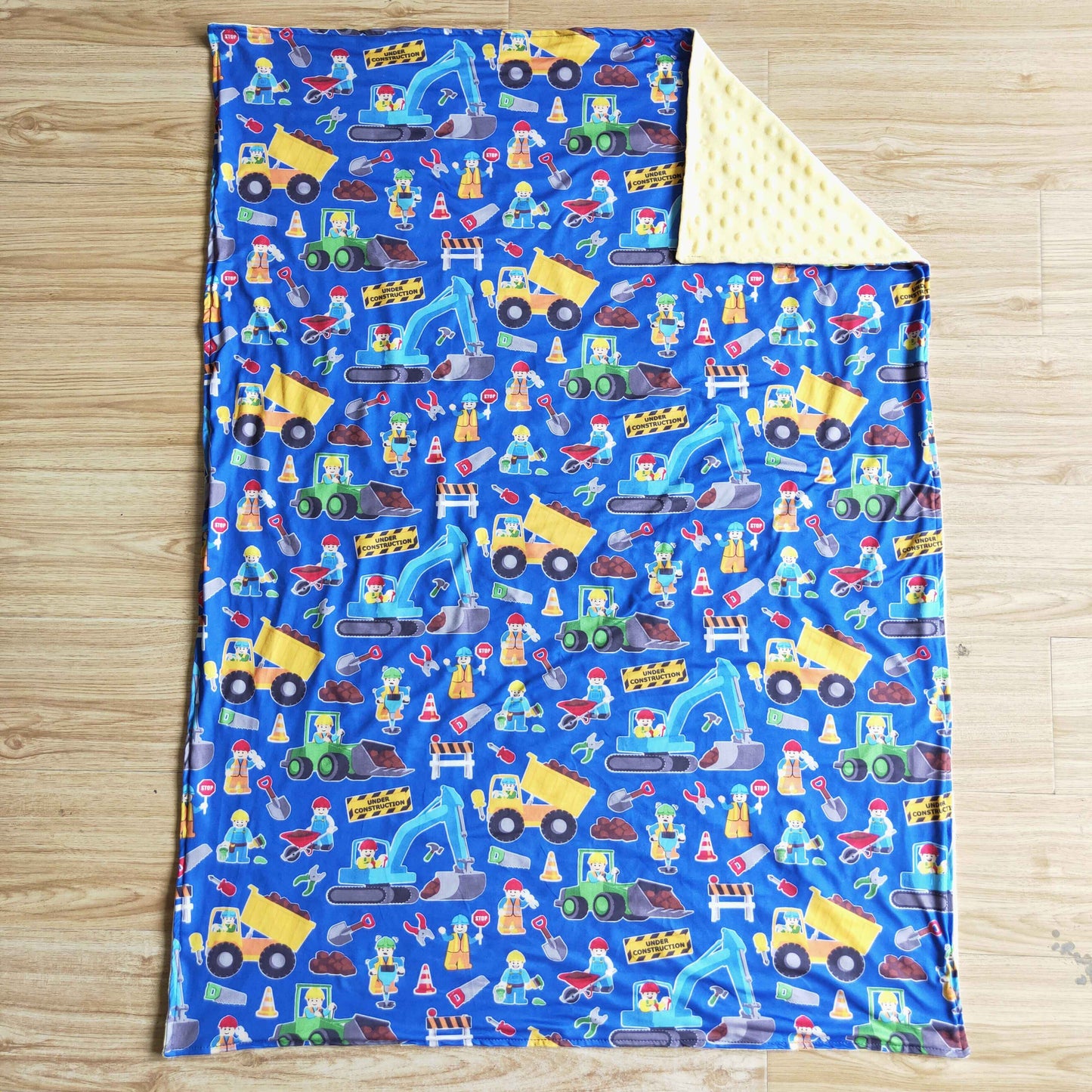 Cartoon tractor blue blanket