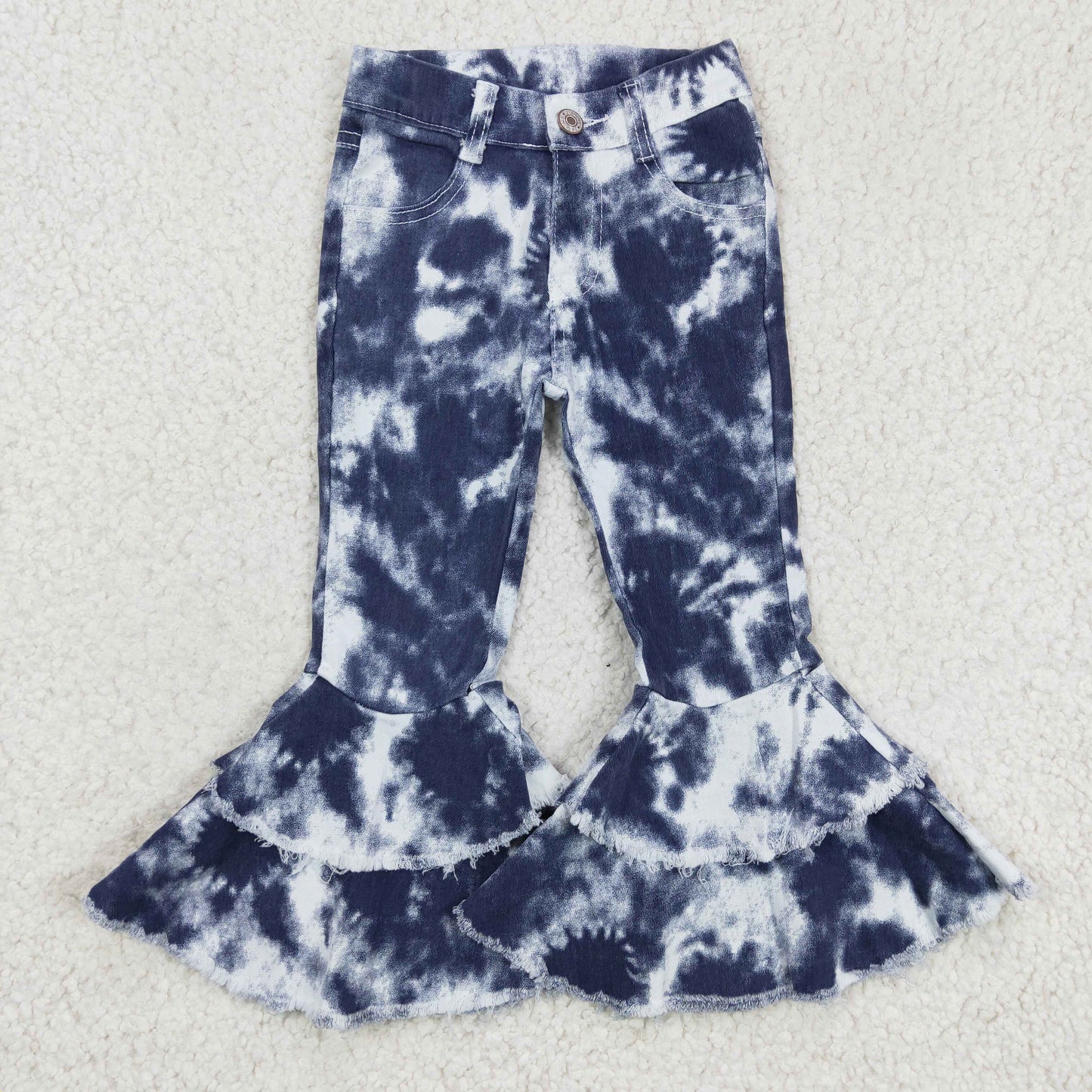 1121 RTS bleached double ruffles denim jeans pants P0035