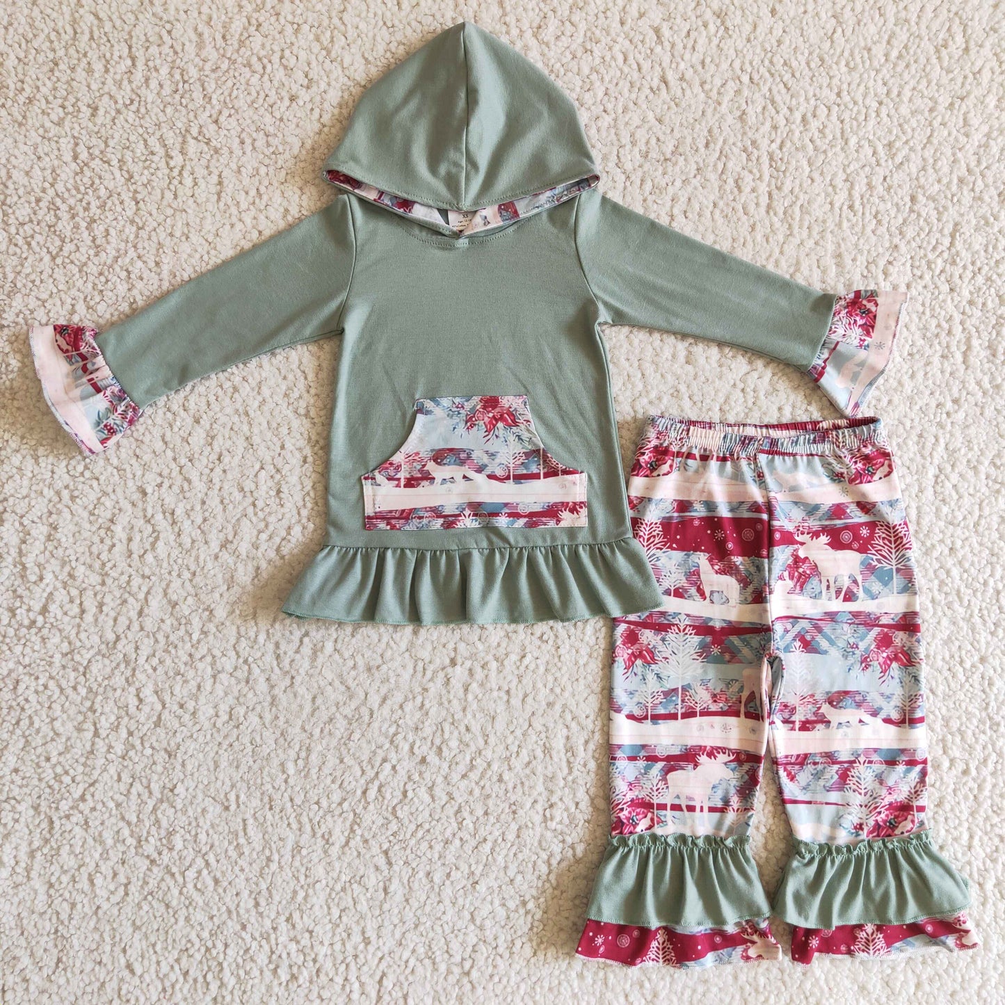 GLP0276 RTS long sleeve Christmas deer hoodie girl outfit 20230524