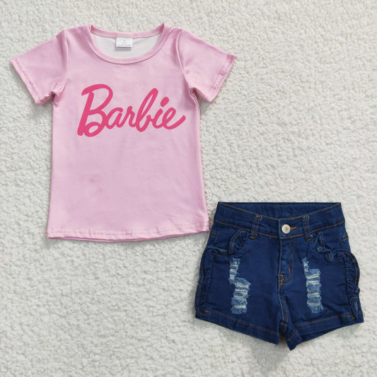 GSSO0258 barbie Blue shorts jeans denim girl summer outfit  20230308 RTS