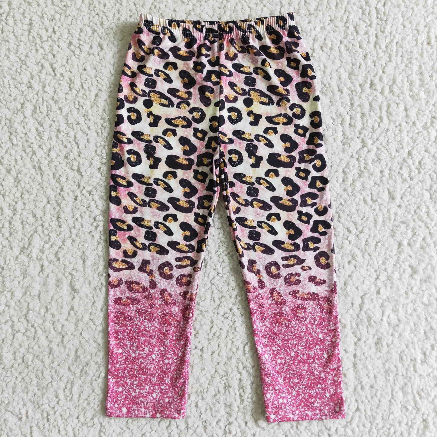 girl leopard colorful pink long legging pants 0728 RTS