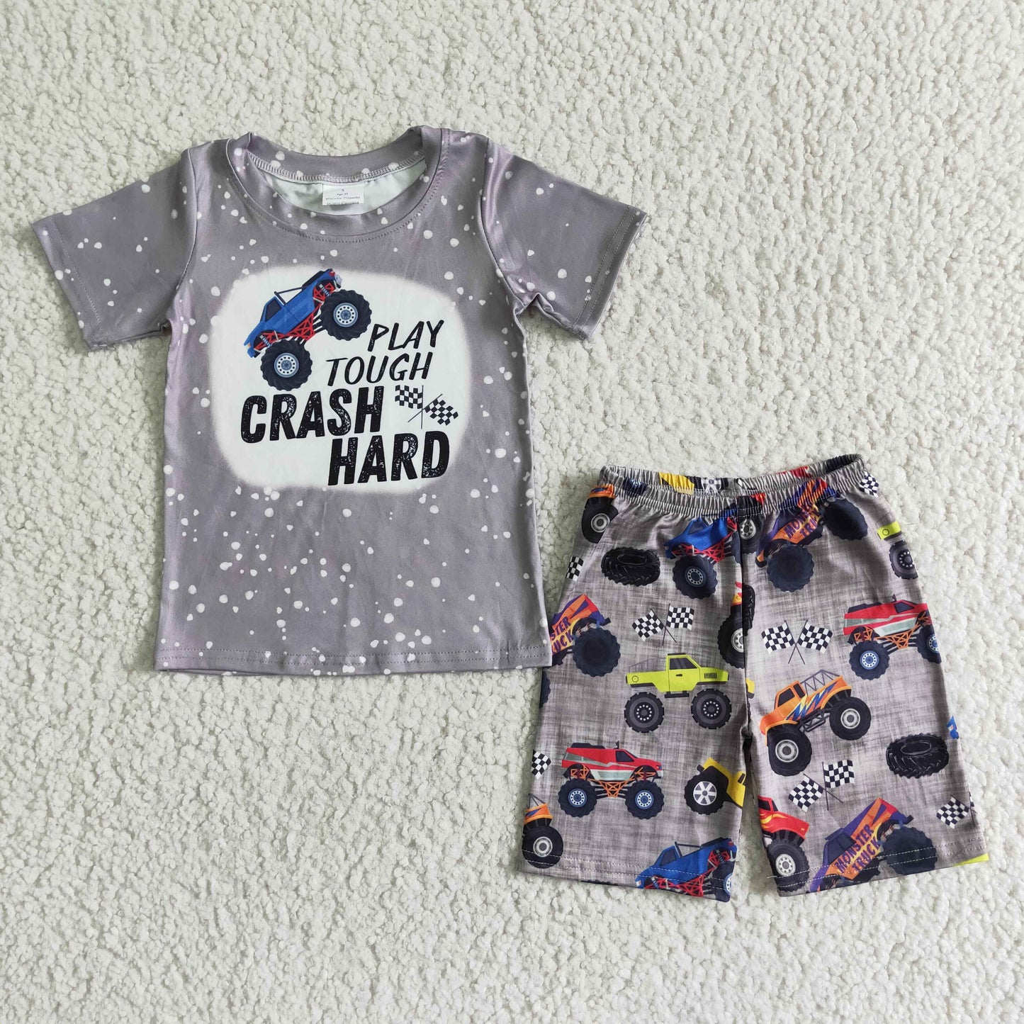 promotion BSSO0070 RTS play touch crash hard gray short shirt colorful wagons dirty bike boy shorts summer outfits 20230323 RTS