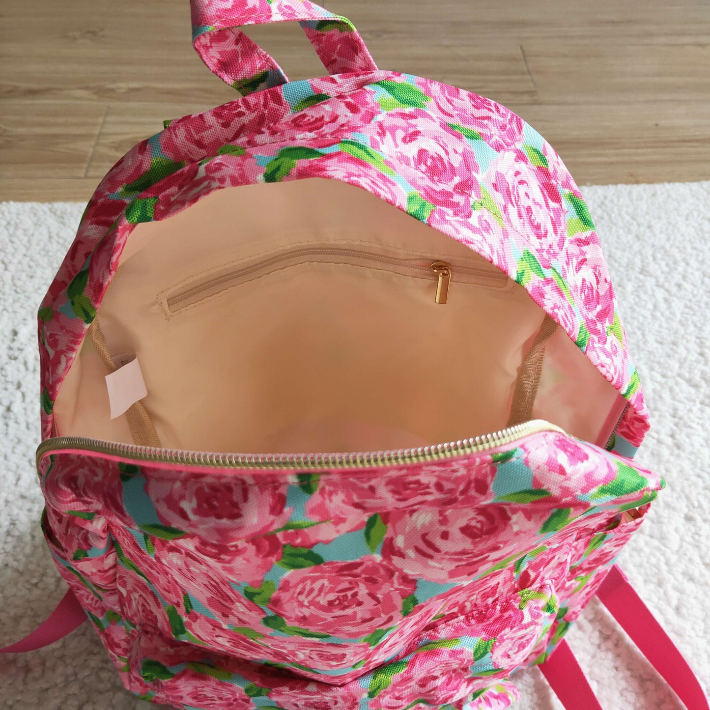 RTS 10*13.9*4inches pink ROSE floral bag 0924
