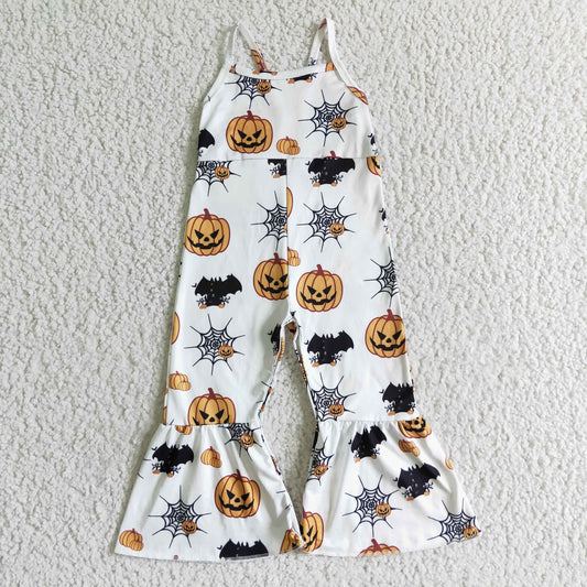 SR0067 orange pumpkin halloween sling overall bell bottom girl jumpsuit RTS