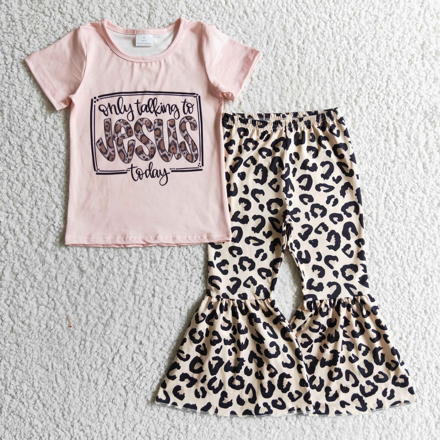 GSPO0226 Jesus leopard short sleeve girl outfit 1109 RTS