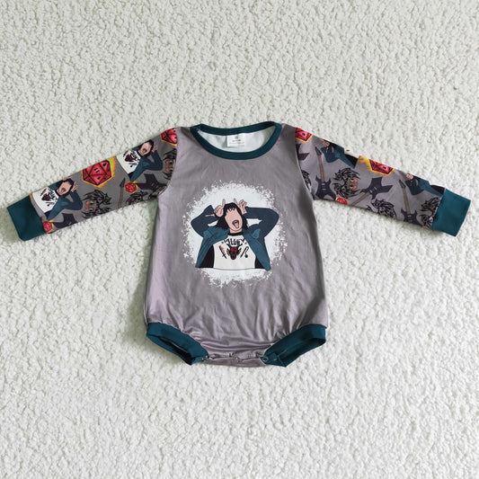 LR0130 green guitar long sleeve baby girl bubble romper 0829 RTS