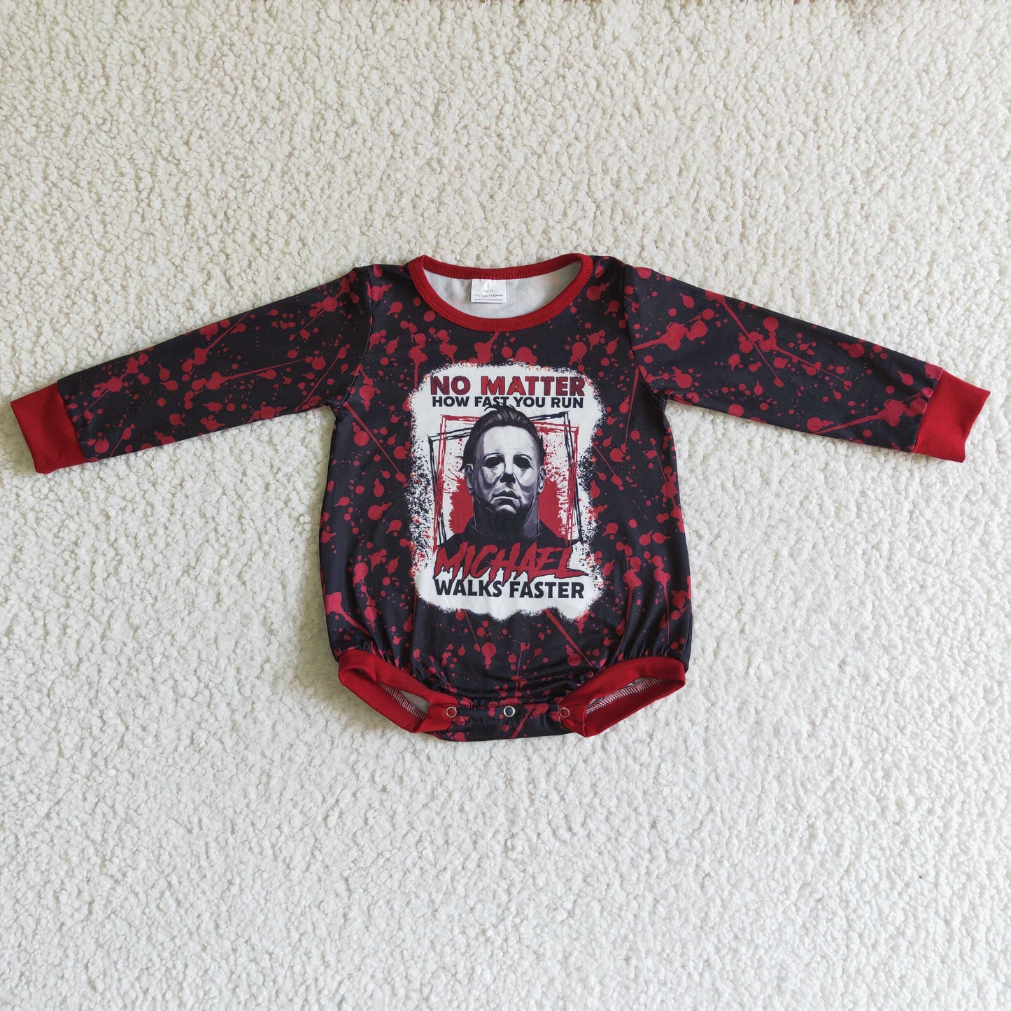 LR0143 red blood halloween long sleeve baby boy girl bubble romper 0829 RTS