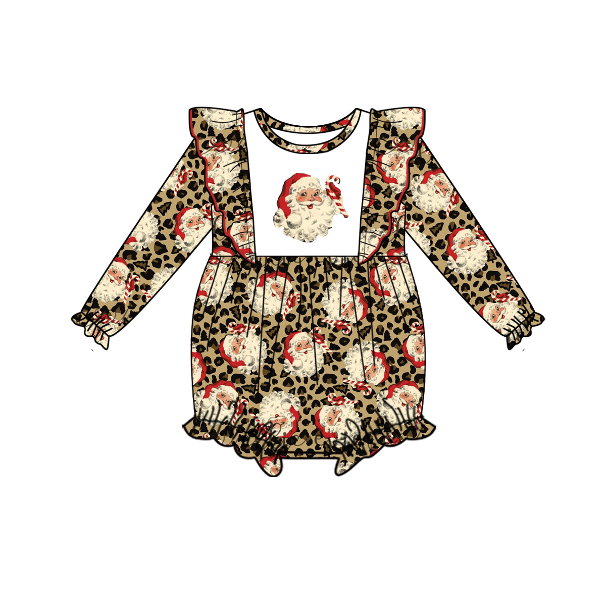 Christmas Santa long sleeve GIRL bubble romper 0917 preorder