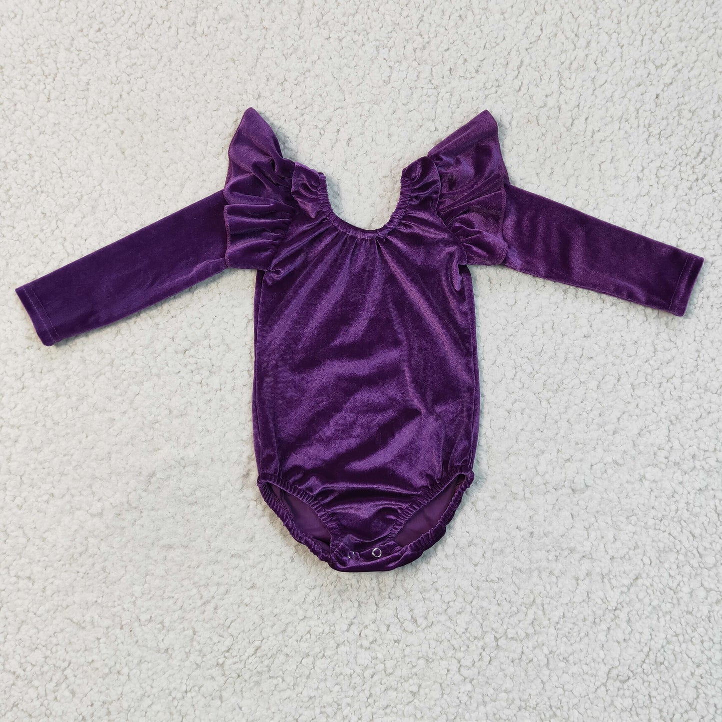 LR0211 RTS girl purple velvet bubble romper 1118