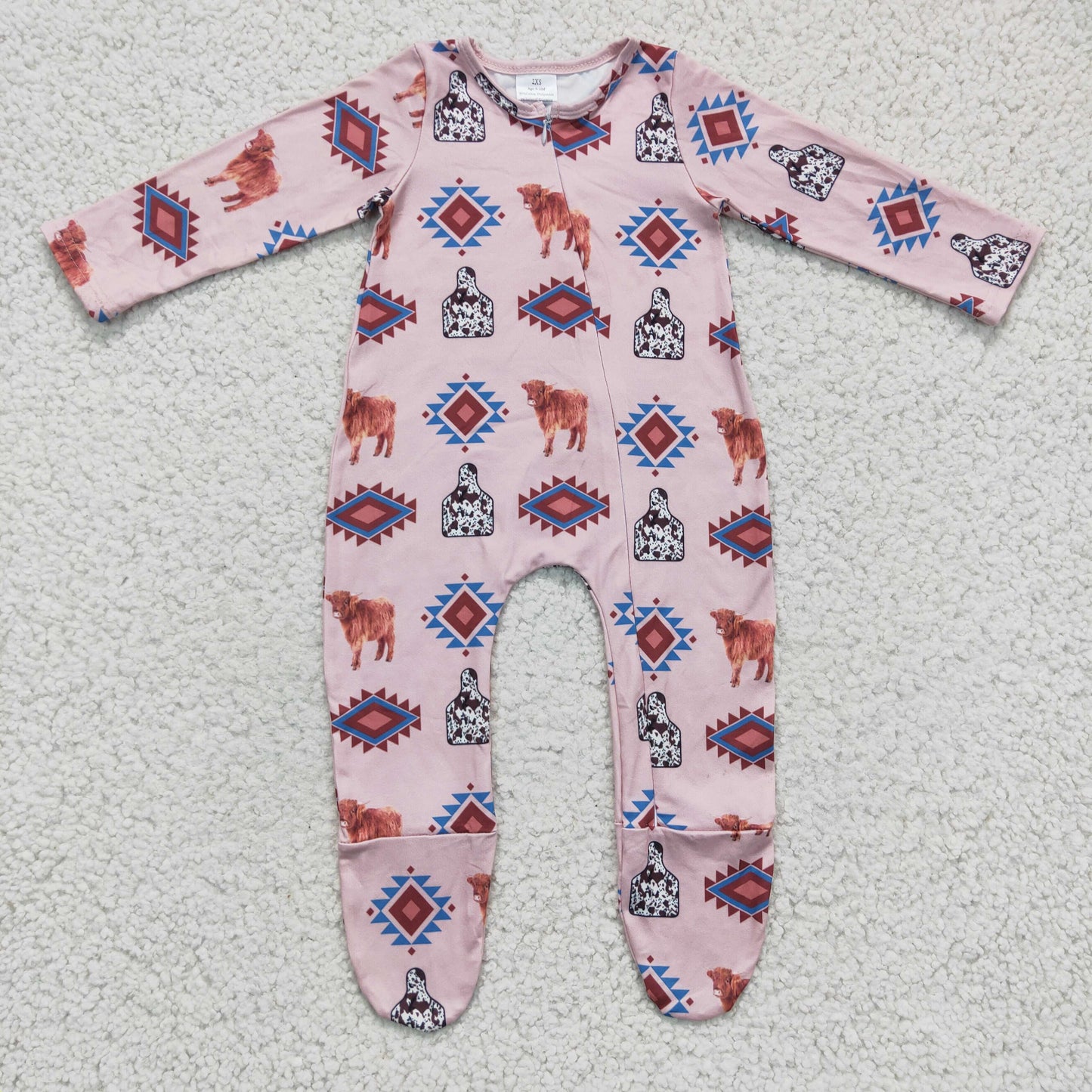 LR0224 RTS western cow long sleeve kids sleep romper 1212