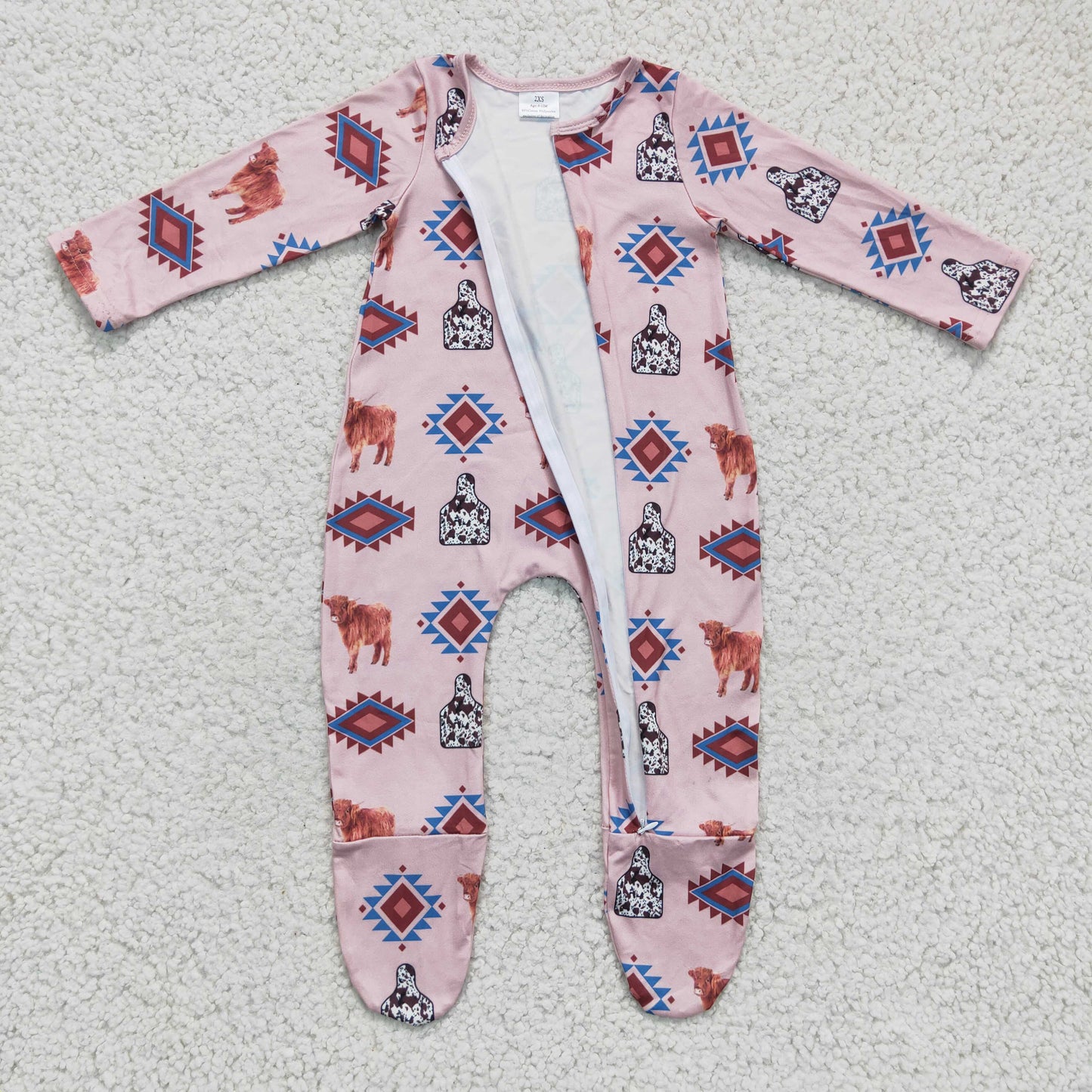 LR0224 RTS western cow long sleeve kids sleep romper 1212