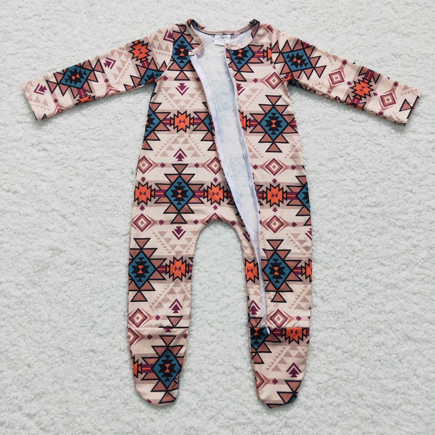 LR0255 western print long sleeve kids sleep romper RTS 1126 RTS