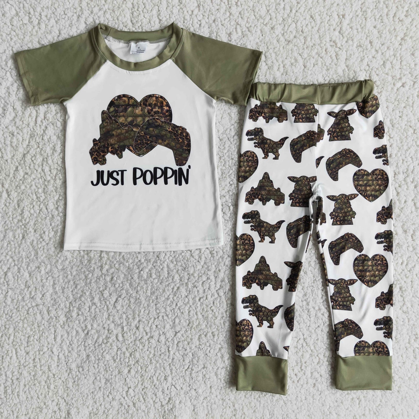 promotion just poppin letters raglan green ball short sleeve legging pant outfits RTS