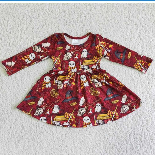 promotion 6 A6-4 RTS Harry hat cartoon film magical hatbesom red long sleeve girl dress 20230925