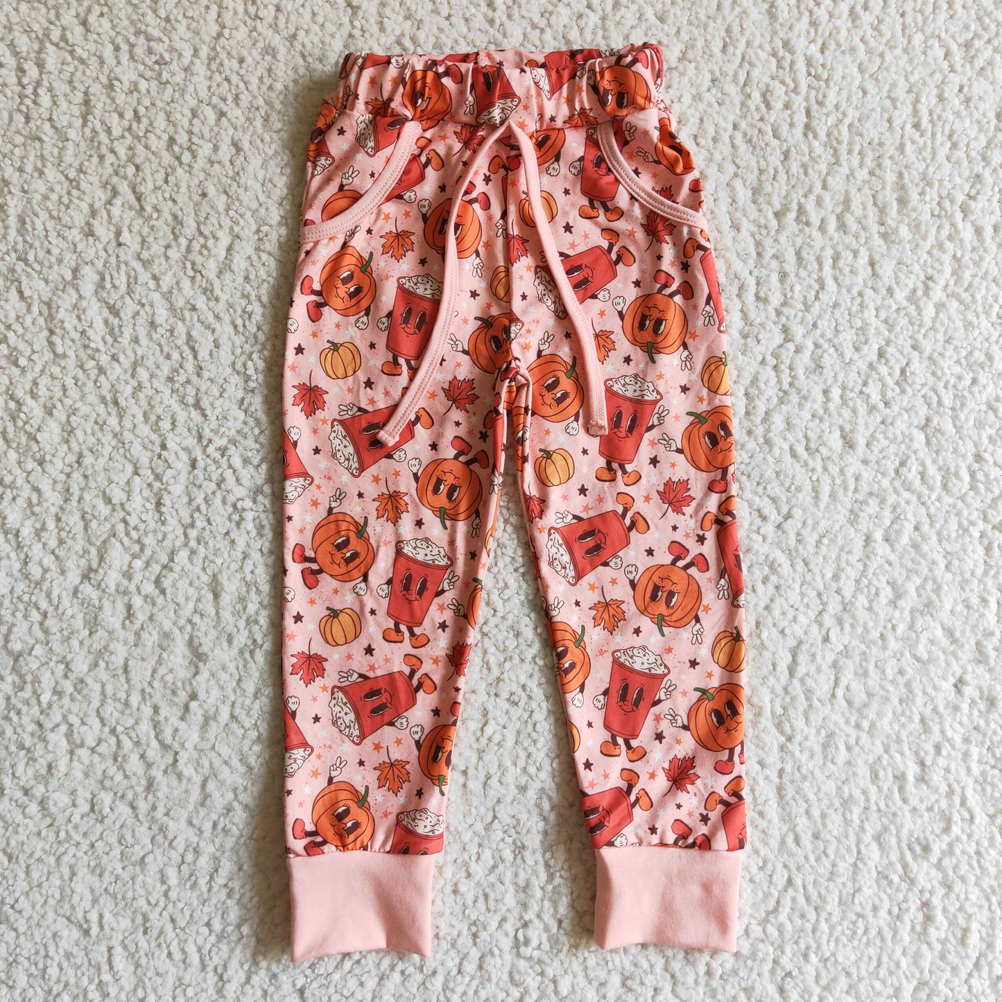 kids halloween pumpkin cup ORANGE long pants jogger legging 0906 RTS