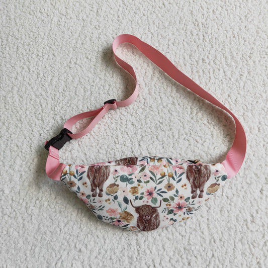 RTS the Fanny pack 13*5.7*3 inches Waist Bag pink cow floral bag 0708
