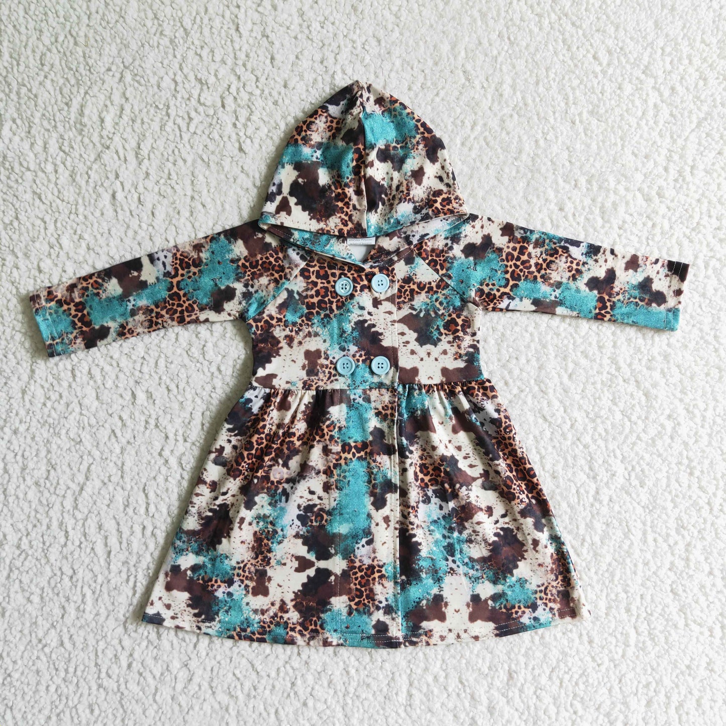 girl hoodie cow flower long sleeve girl dress clothes 0824 RTS