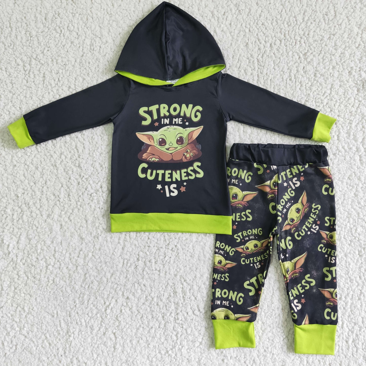 RTS Cartoon strong black green long sleeve Hoodie outfit 0531