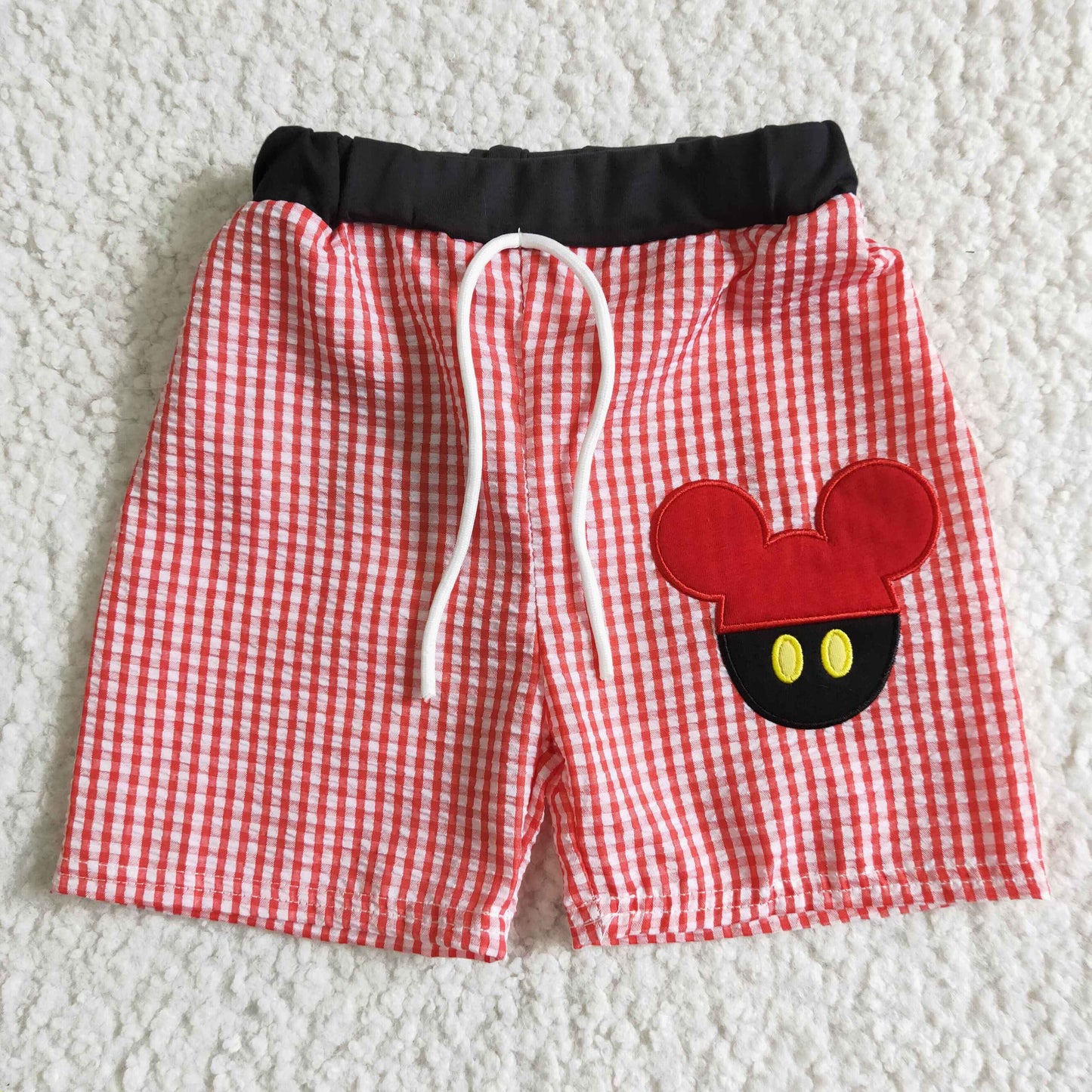 A2-11 cartoon pink plaid mouse bow boy swimming trunk 0326