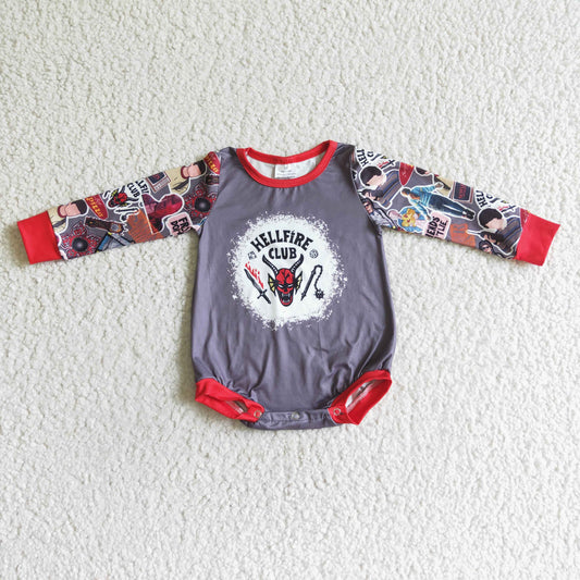 grey red CLUB halloween long sleeve baby boy bubble romper 0810 RTS LR0076