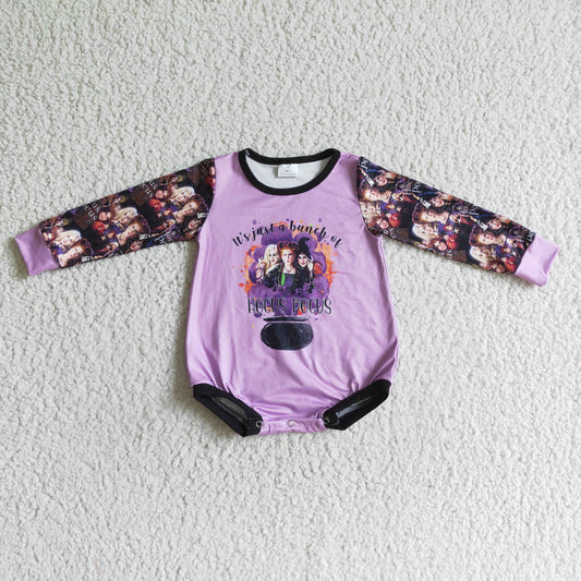 RTS 0812 purple three women halloween long sleeve baby boy bubble romper 0812 LR0084
