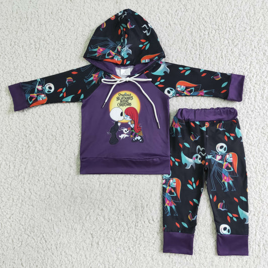 RTS puple string hoodie long sleeve jogging pants boy outfit 0719