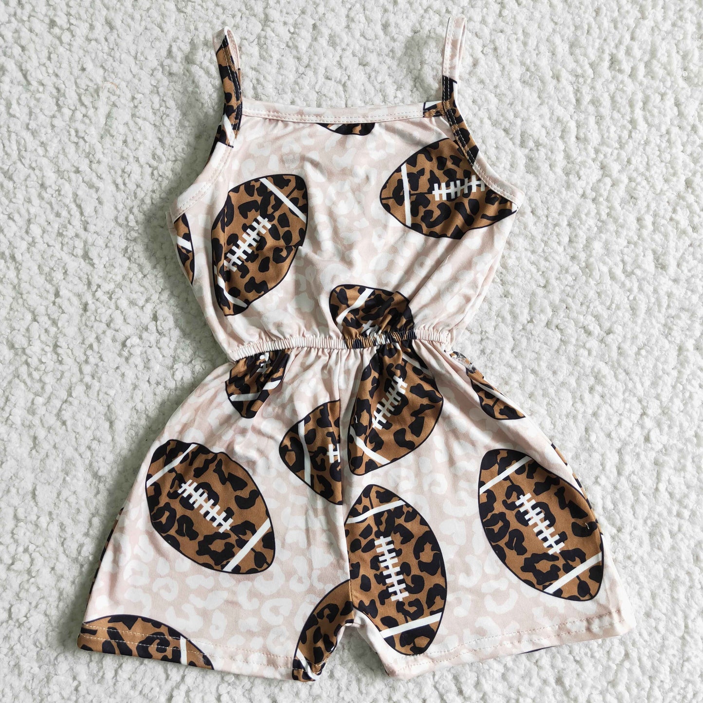 RTS pink leopard brown football girl sling jumpsuit overall romper 0614 SR0060