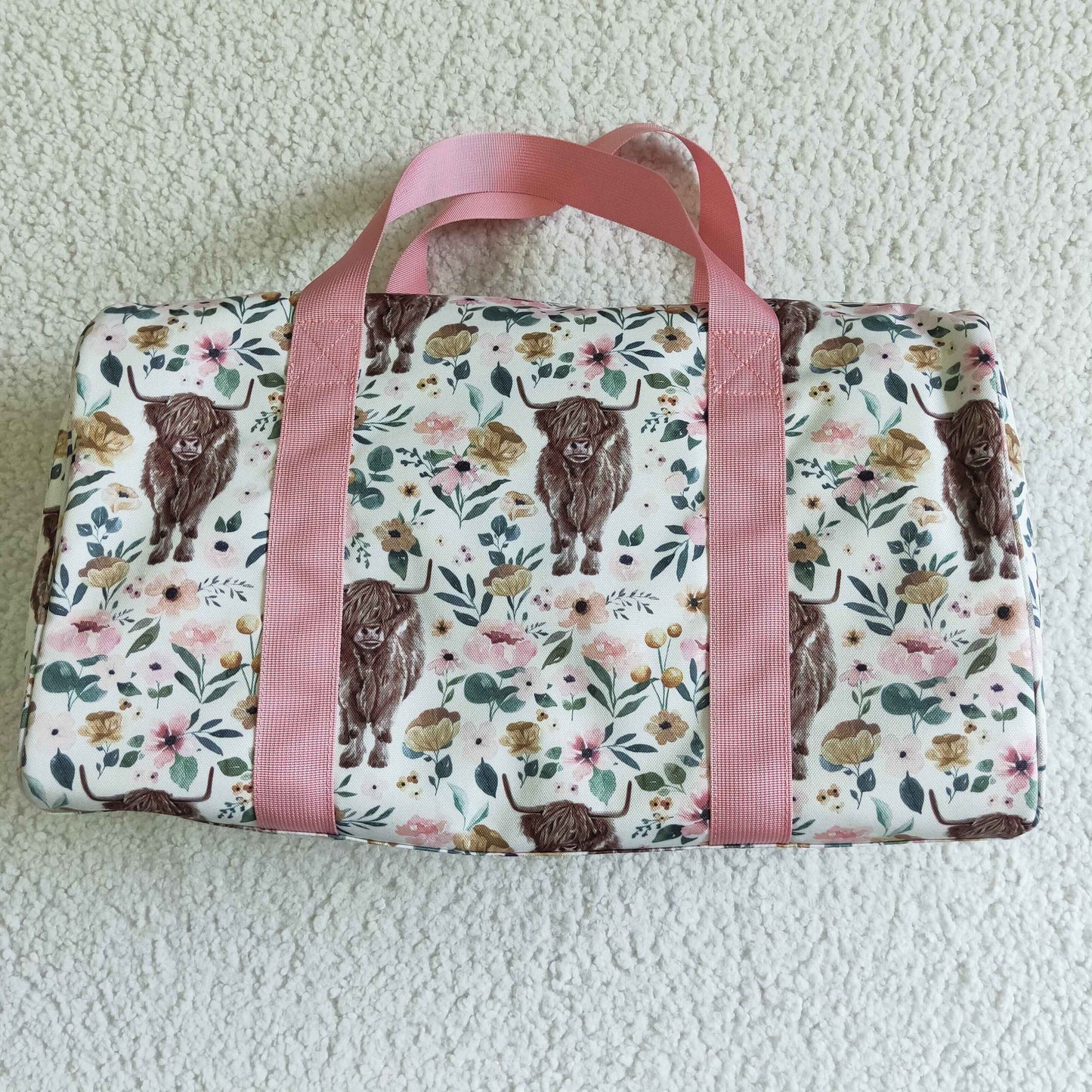 BA0008 RTS 18.5*11.2*7.9 inches hold-all bag pink cow floral  Free shipping order $100+